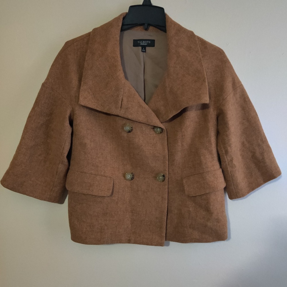 Talbots Peacoat Size 2 Women's 100% Wool Short Overcoat Front Pocket‎ Jacket